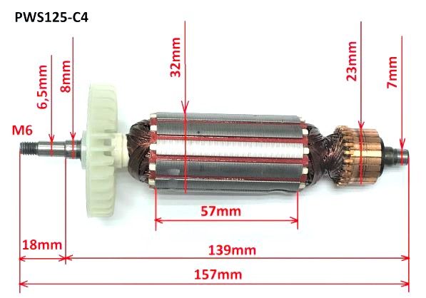 Якорь-роторPWS125-C4/PWS115-СдвигателяУШМ-БОЛГАРКИPIT