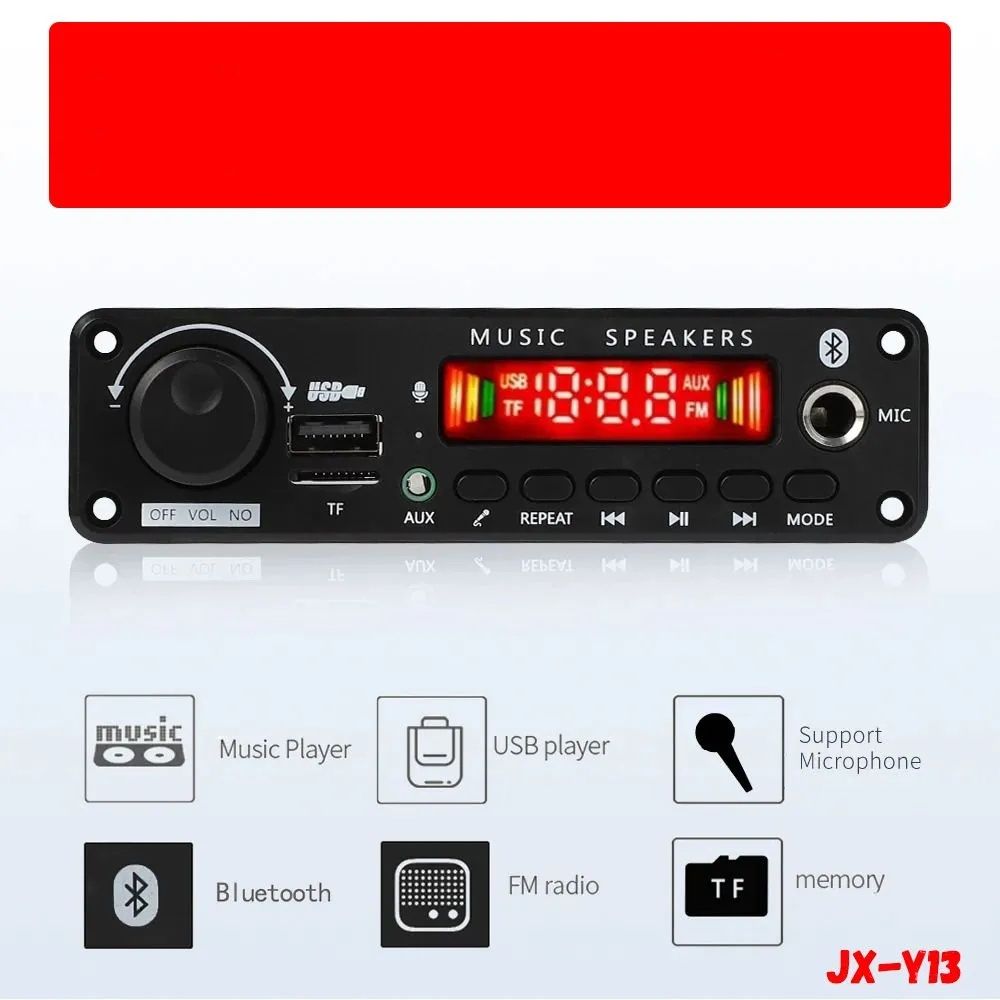 Усилитель мощности звука с Bluetooth 2X75W / Декодер, плата Bluetooth, AUX, USB, TF, FM 8-22V для колонок, пассивной акустики JX-Y13