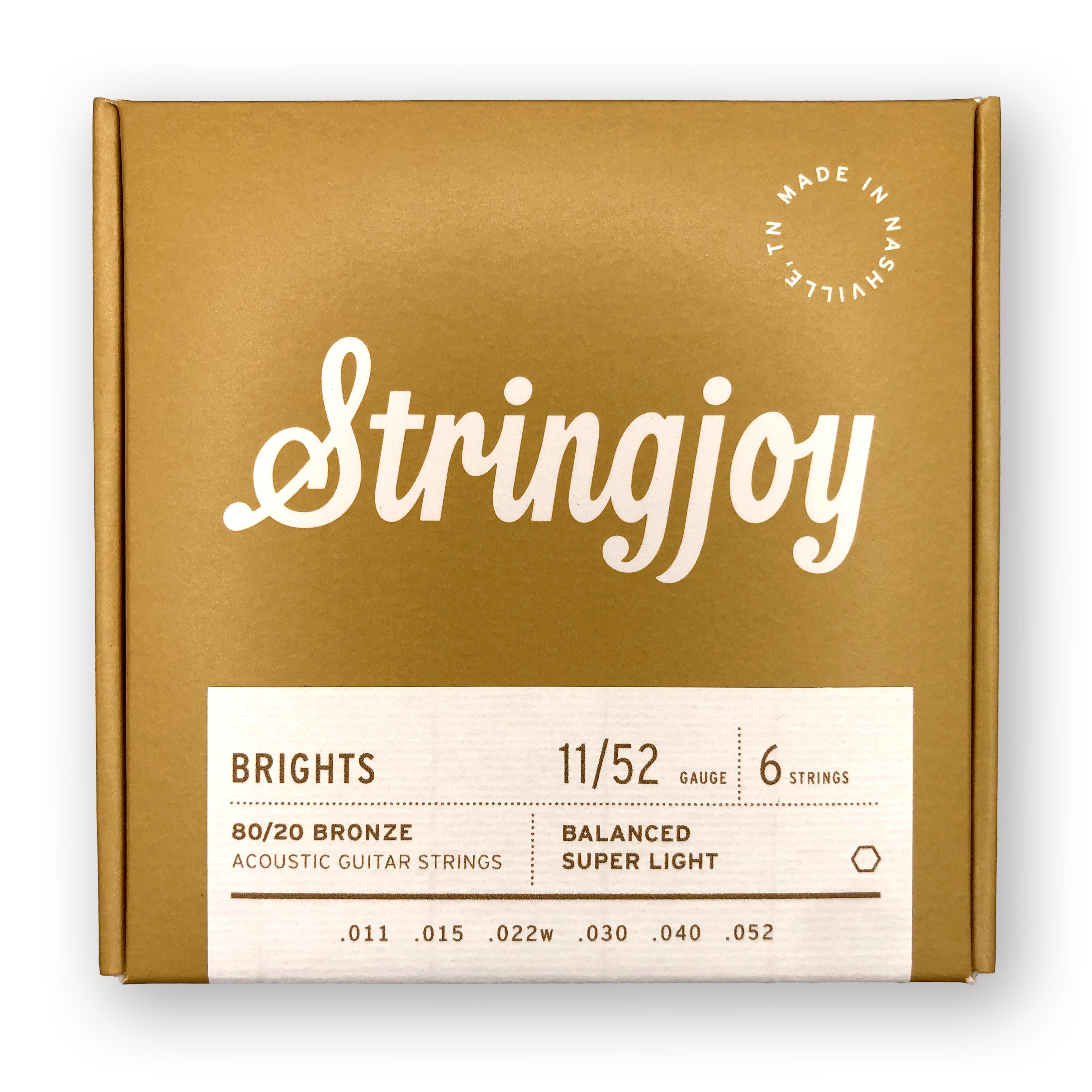 Cтруны для акустической гитары Stringjoy Brights Super Light Gauge 80/20 Bronze Acoustic Guitar Strings, 11-52