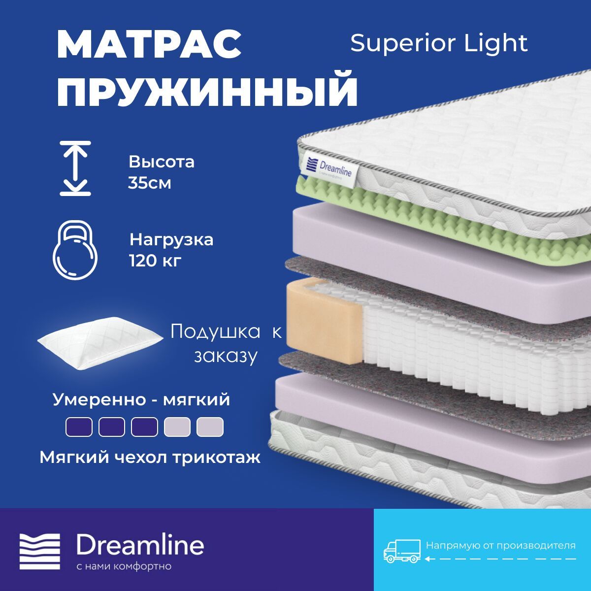 DreamLineМатрасSuperiorLight,Независимыепружины,210х210см