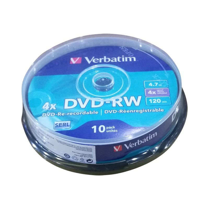 Verbatim Диск для записи DVD-RW, 4,7 ГБ, 10 шт