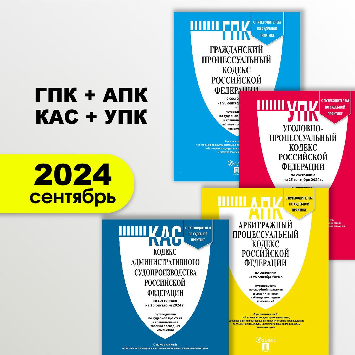 ГПК РФ по сост. на 25.09.2024г. + АПК РФ 2024 + УПК РФ 2024 + Кодекс Административного Судопроизводства. Комплект.