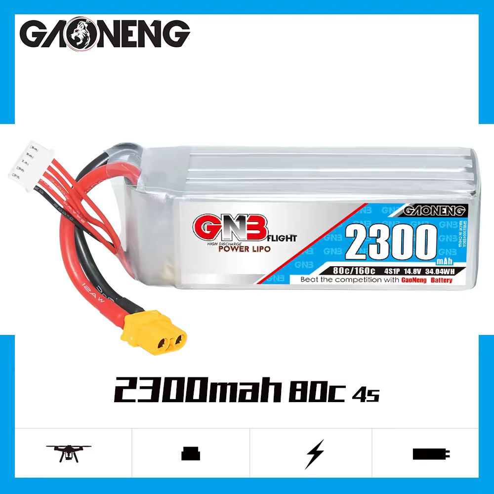 Аккумулятор Li-po GNB 2300mah 4S1P 14.8V 80C 36x34x108mm XT60