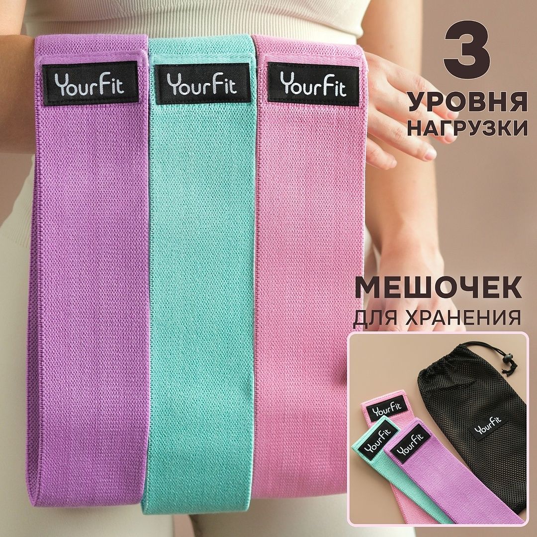 Резинкидляфитнесатканевые/YourFit/набор3шт