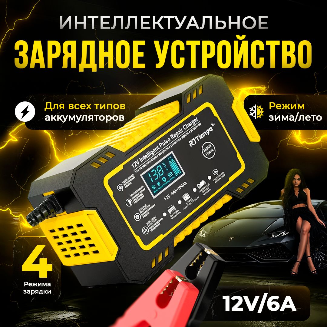 BrainWave Устройство зарядное для АКБ, 100 А•ч, макс.ток 6 A, 150 мм