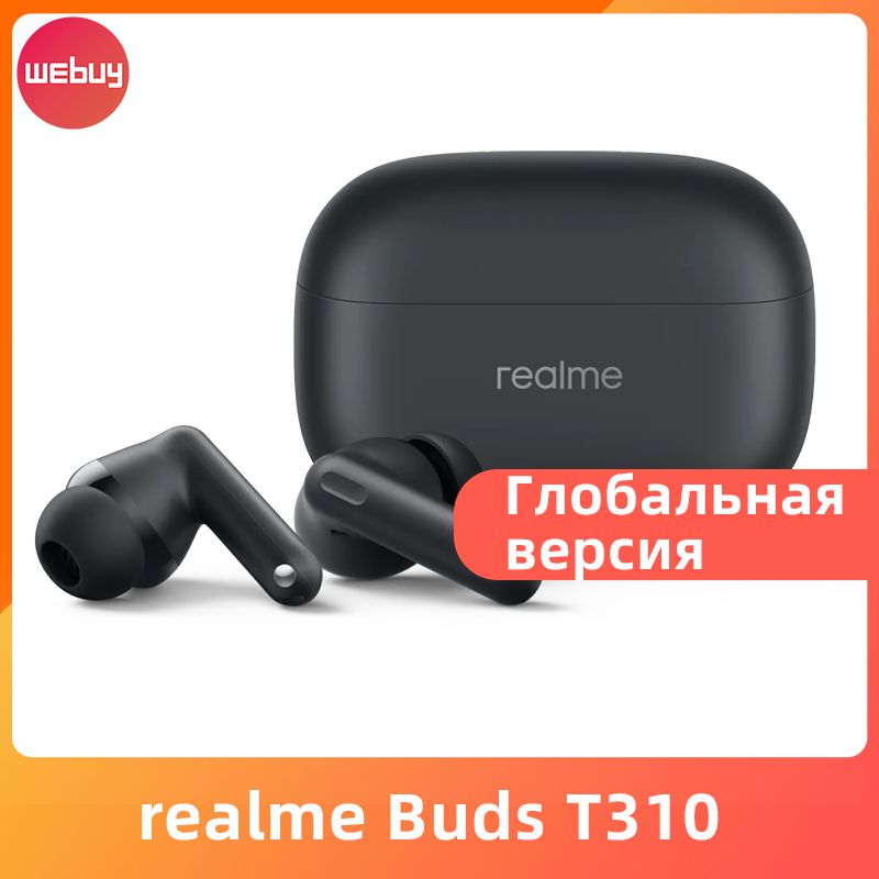 realmeНаушникибеспроводныесмикрофономrealmebudsT310,Bluetooth,USBType-C,черный