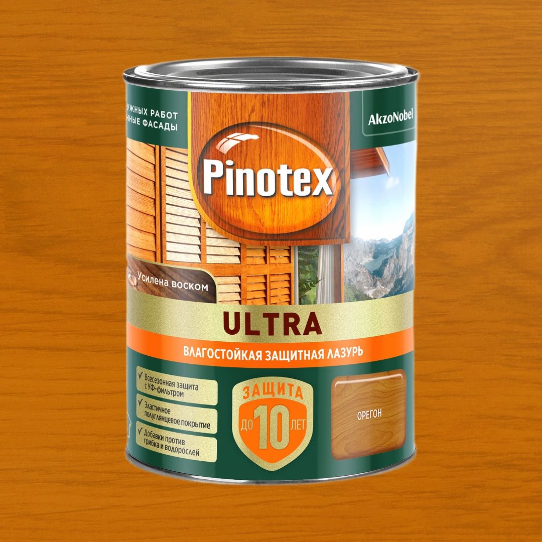 PINOTEX ULTRA защитная лазурь для дерева, 0.9л, орегон