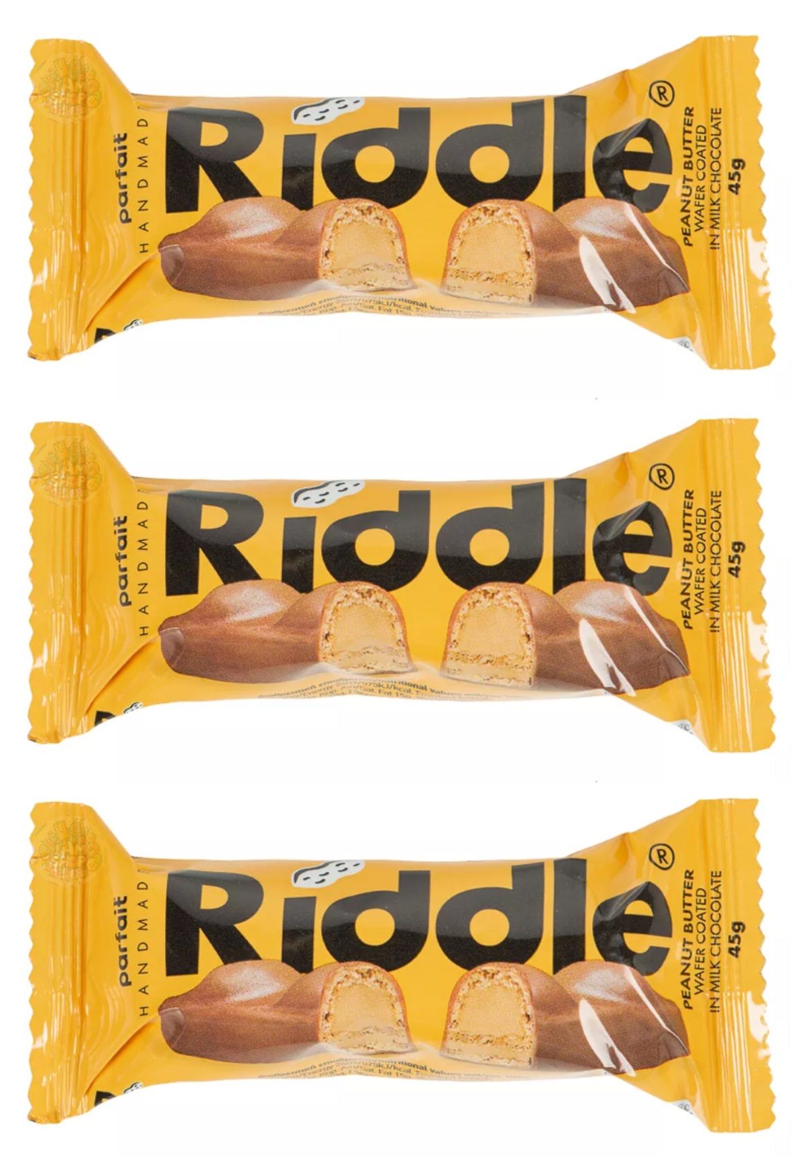 Батончик арахисовый Riddle Peanut Butter 3 уп по 45 г, Греция