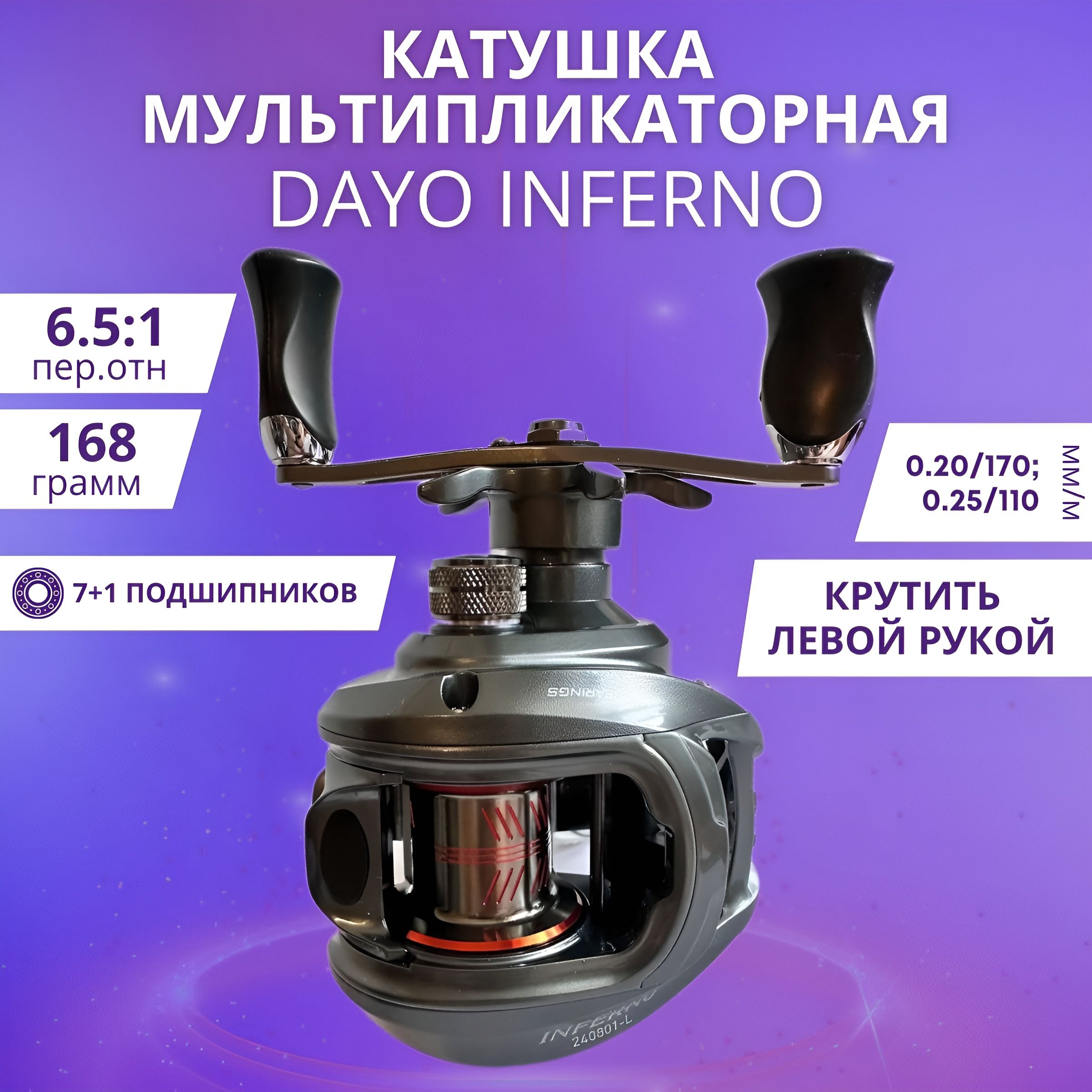 Мультипликаторная катушка DAYO INFERNO L (7+1)BB