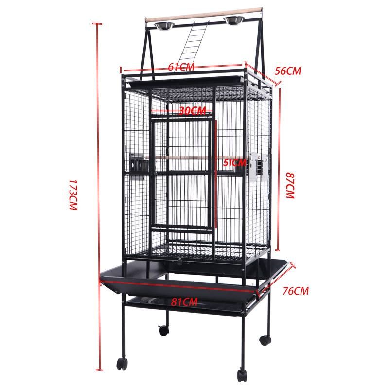 Pirrura, Клетка для птиц попугая большая, черный металлик 610х560х1730мм
