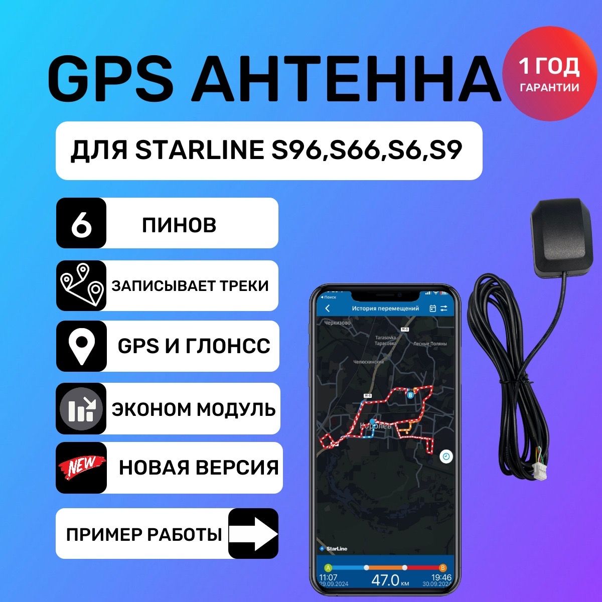 АнтеннаГЛОНАССGPSдлясигнализацийStarline6поколениядляs96,S96,s9,s6,S9,AS90