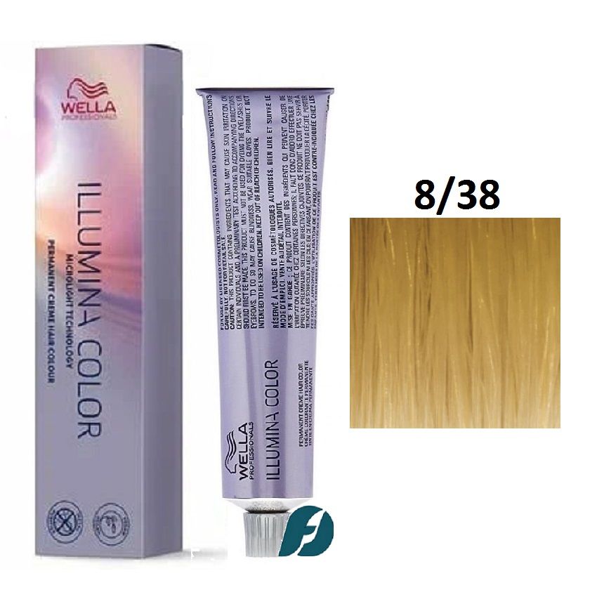 Wella Professionals Illumina Color 8/38 Крем-краска для волос - Светлый блонд золотисто-жемчужный, 60мл