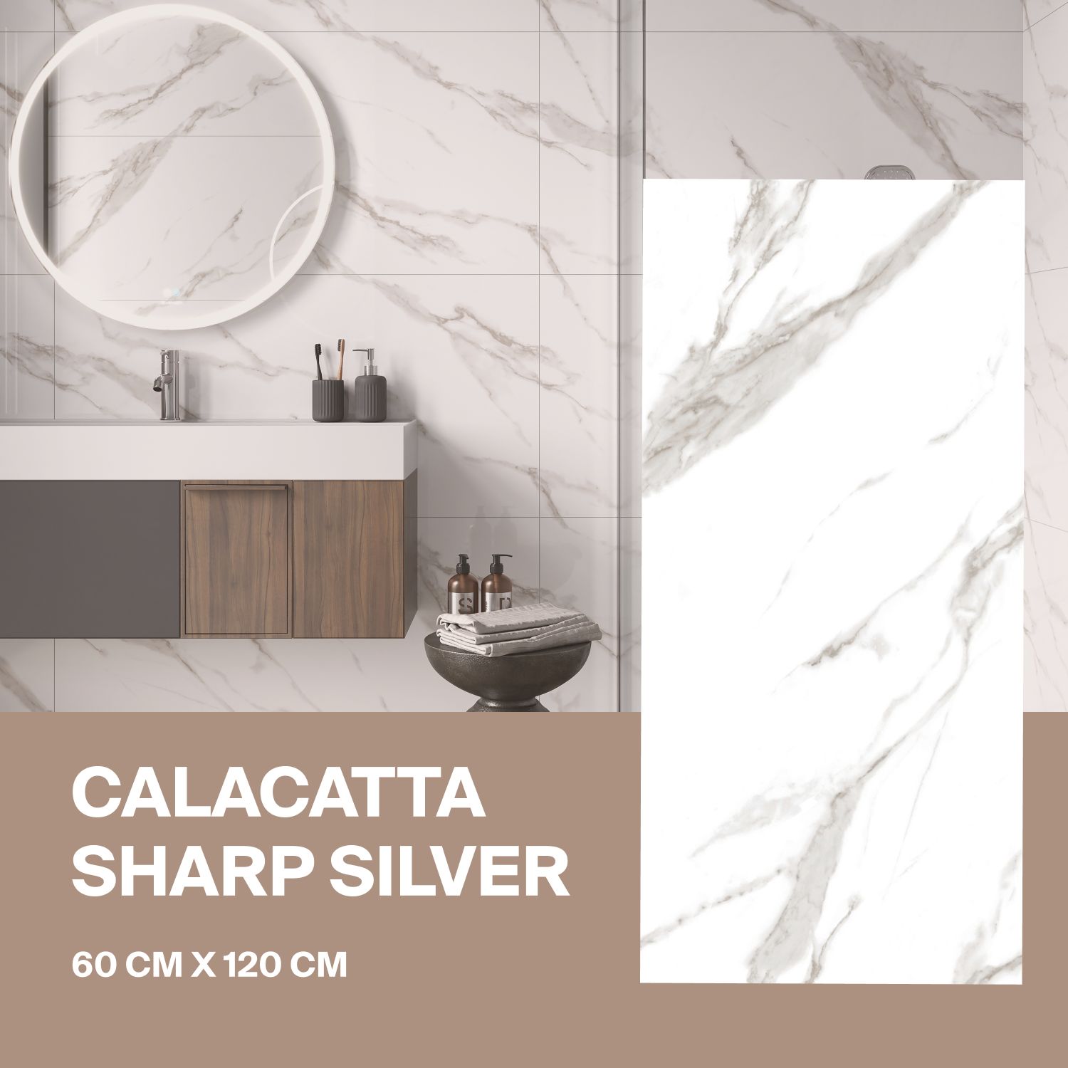 Керамогранит Ceradim Calacatta Sharp Silver белый 60х120 Полированный в упаковке 1,44м2 (2 плиты)