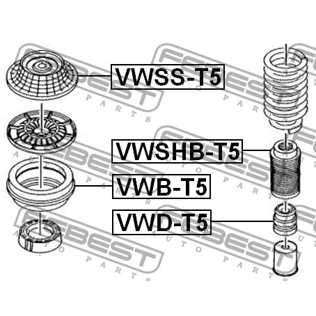 Подшипник опоры стойки VOLKSWAGEN TRANSPORTER 7H# 2003-2010 MEX переднего амортизатора FEBEST VWB-T5