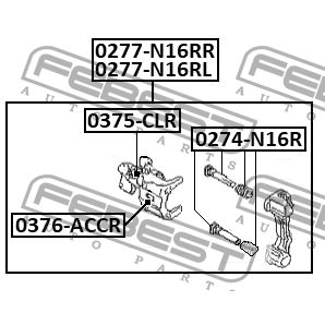 Суппорт NISSAN ALMERA UK MAKE N16E 2000.02-2006.11 EL задний правый 0277-N16RR FEBEST FEBEST 0277-N16RR