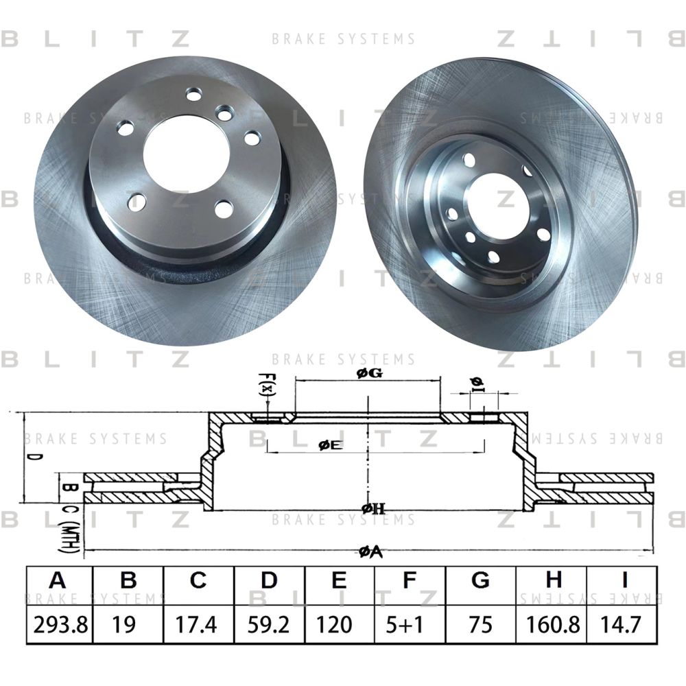 Диск тормозной BLITZ BS0690, oem 34211165563