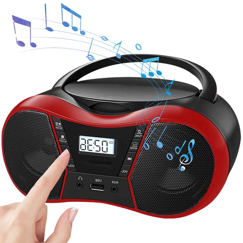 Портативный стерео CD-плеер Boombox с FM-радио, USB-портом, совместимым с Bluetooth