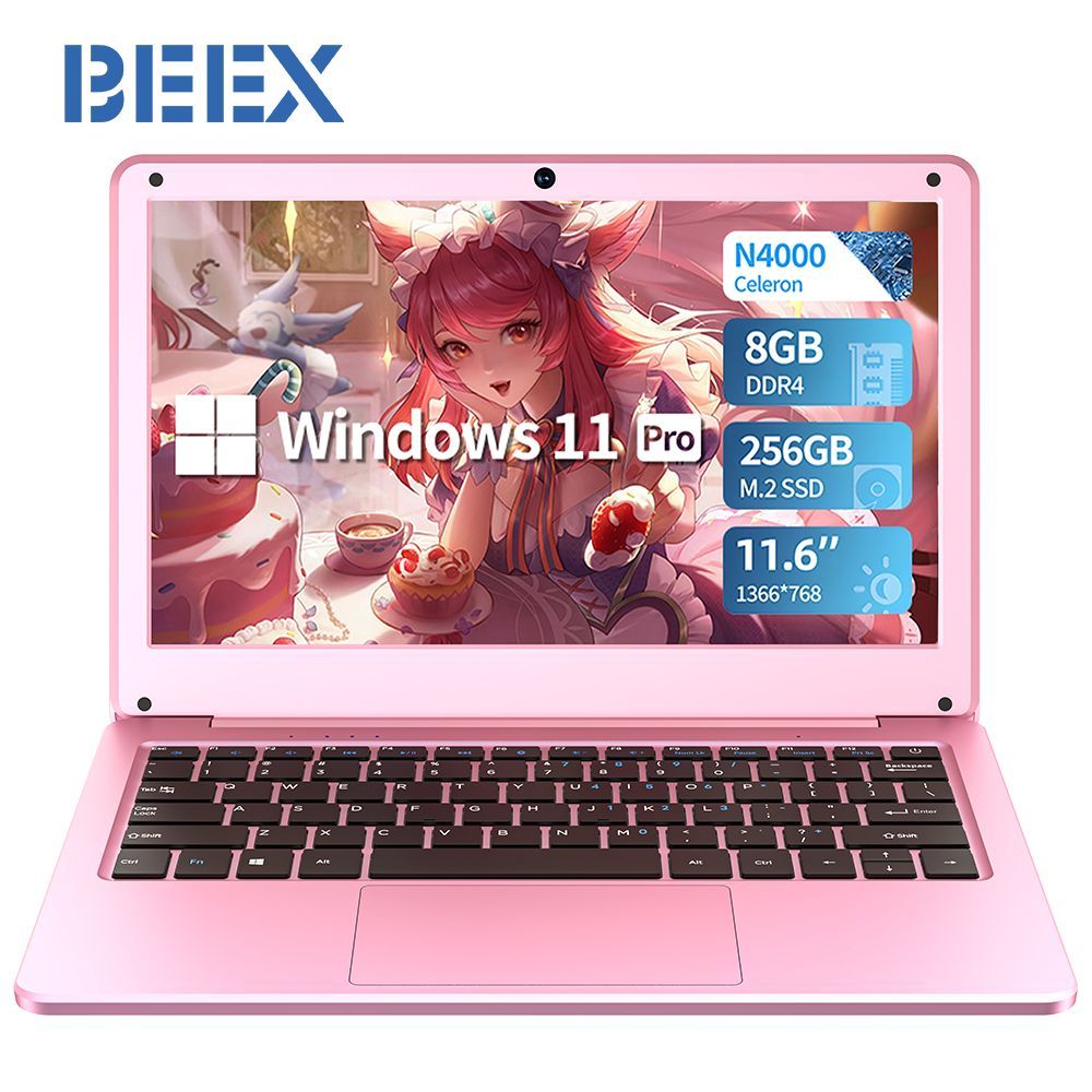 BEEXN116AНоутбук11.6",IntelCeleronN4000,RAM8ГБ,IntelUHDGraphics600,WindowsPro,розовый,Русскаяраскладка