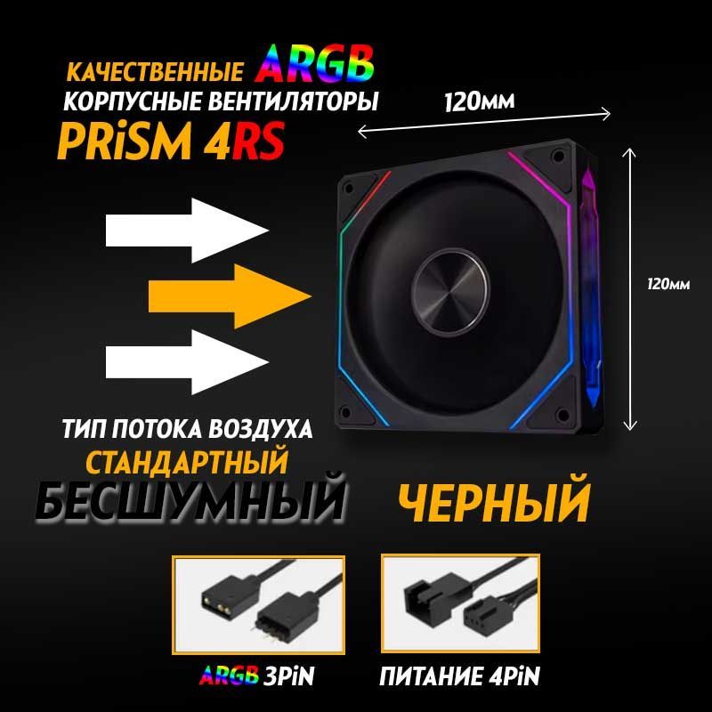 ЧерныйКорпусныйвентилятордляКомпьютераКулерПкPrism4RS