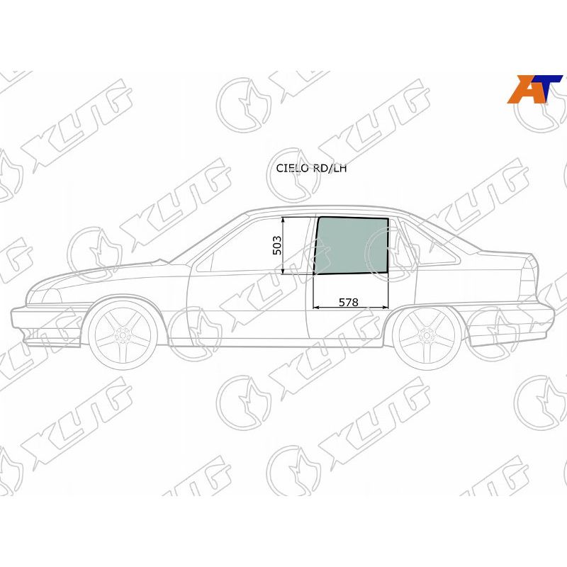 Стекло двери задней левой для Дэу Нексия N150 2008-2016, Daewoo Nexia N150 стекло двери задней левой XYG CIELO RD/LH