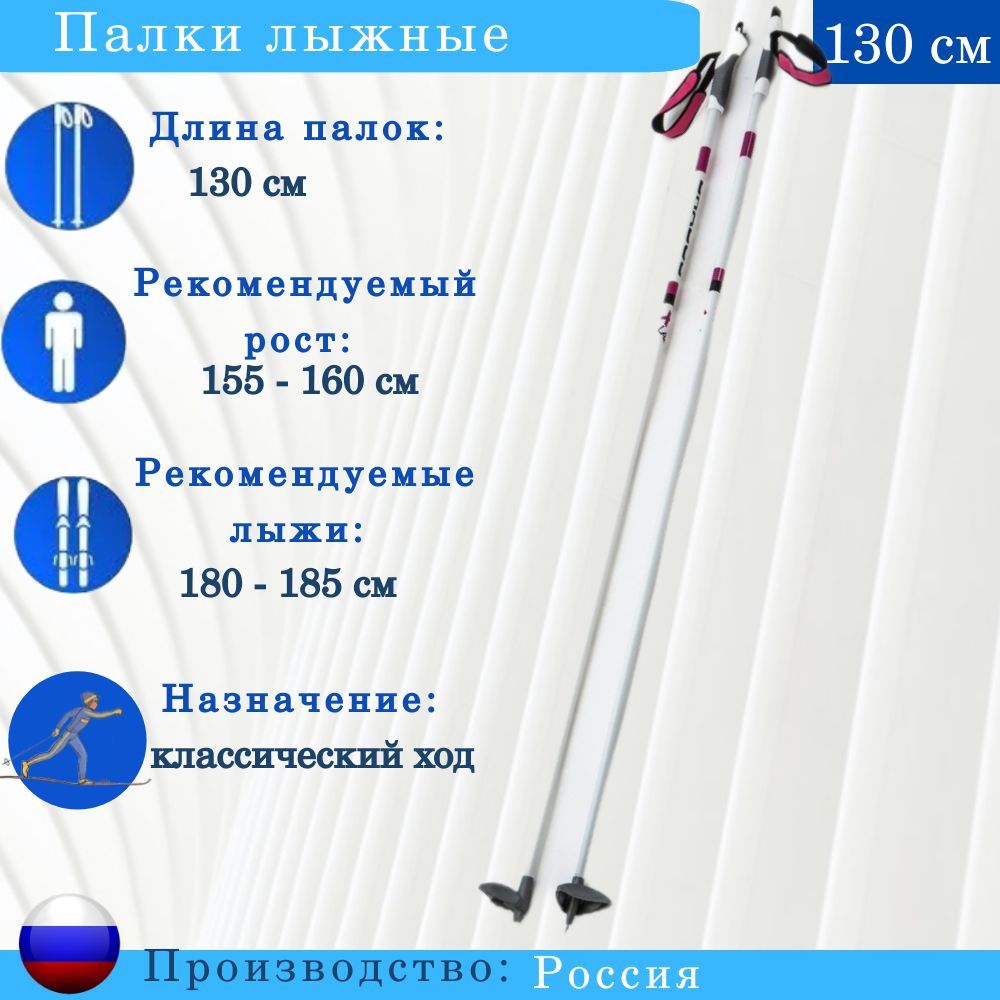 ЛыжныепалкиBRADOSXTLady130см(белый/розовый)прогулочные,fiberglass100%