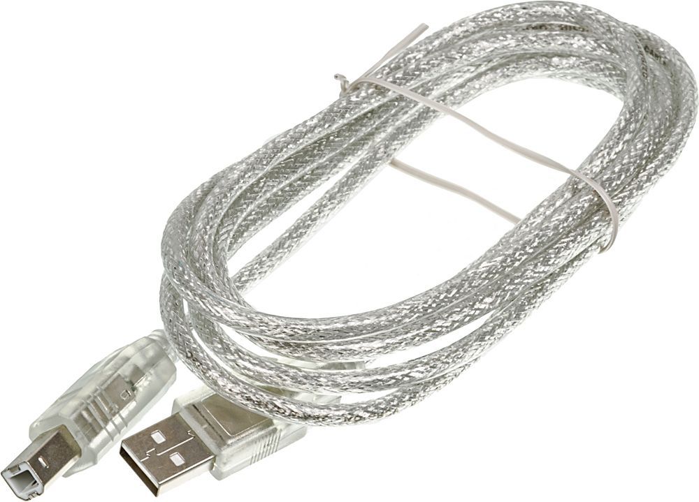 КабельUSB2.0NingBoUSBA(m)-USBB(m),1.8м,блистер,прозрачный