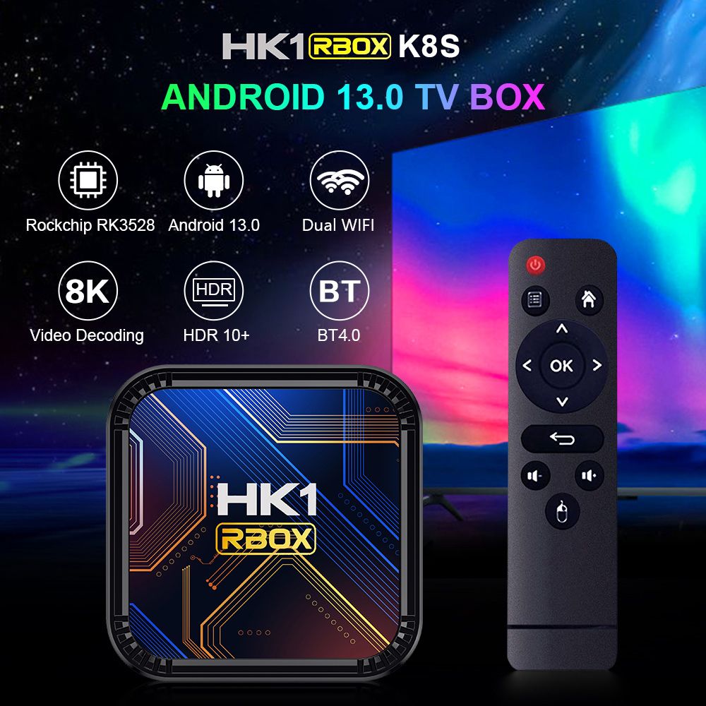 Медиаплеер HK1 RBOX K8S 4/32Gb RK3528 Android 13 (с настройкой)