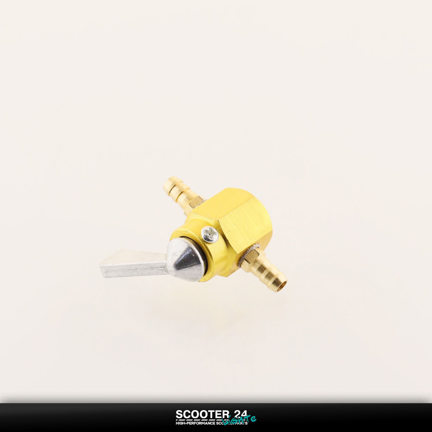 Кран топливный для мототехники (стайлинговый) универсальный (желтый) бензиновый на мопед / скутер мотоцикл и питбайк / от 50 до 300 кубов квадроцикл