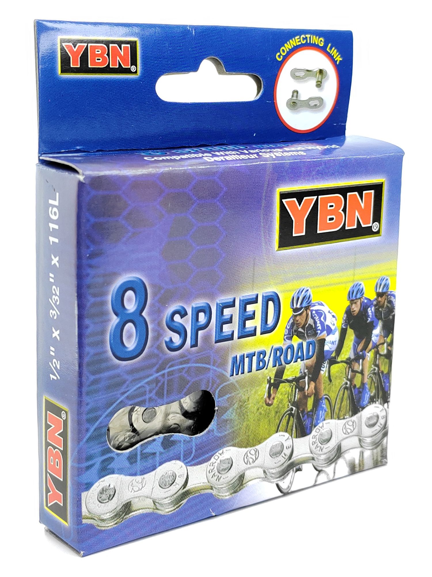 YBN Цепь для велосипеда S8-S2, 1/2"x3/32", 116 звеньев, 8 скоростей, замок цепи — Товары для велоспорта — фото 7