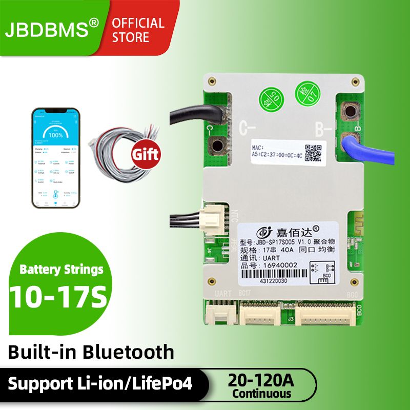 JBDBMS16S48VLiFePo410S-17S12S13S14S16SLi-ionлитиеваябатареяBTUART20A40A50A80A120AразрядныеJIABAIDAсмартBMS