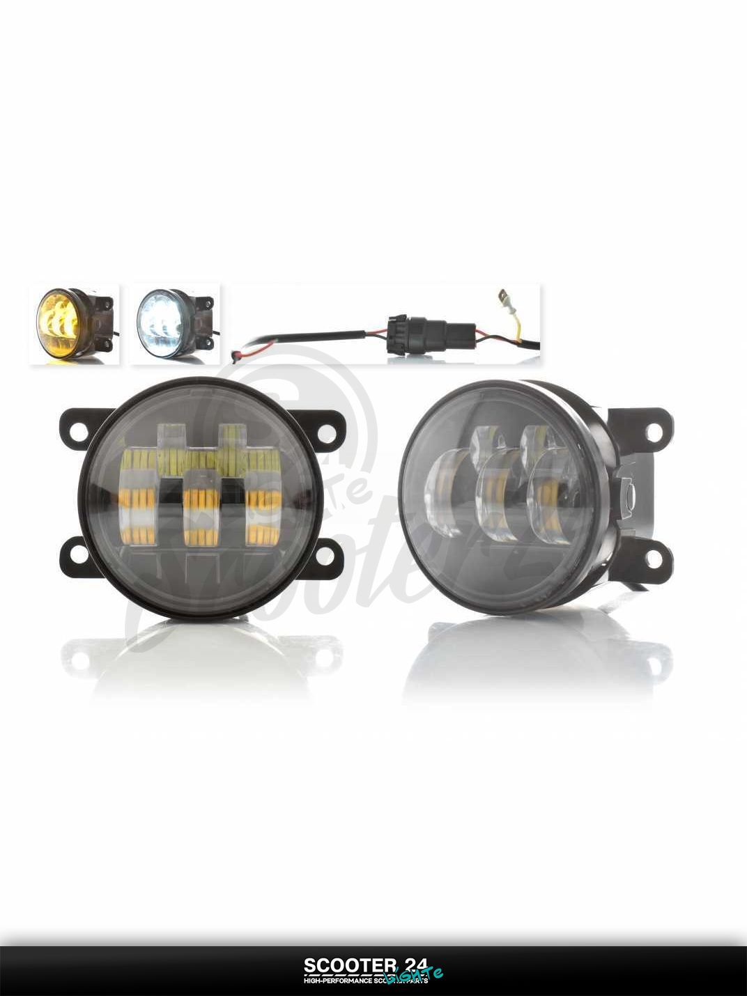 Фары на мотоцикл и другую мототехнику дополнительные (пара) диодные, круглые d90, HB4, регулировка угла #Z43 3Z1