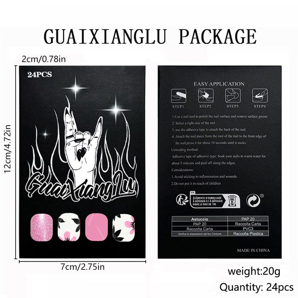 Квадратные накладные ногти с цветочным дизайном(图3)