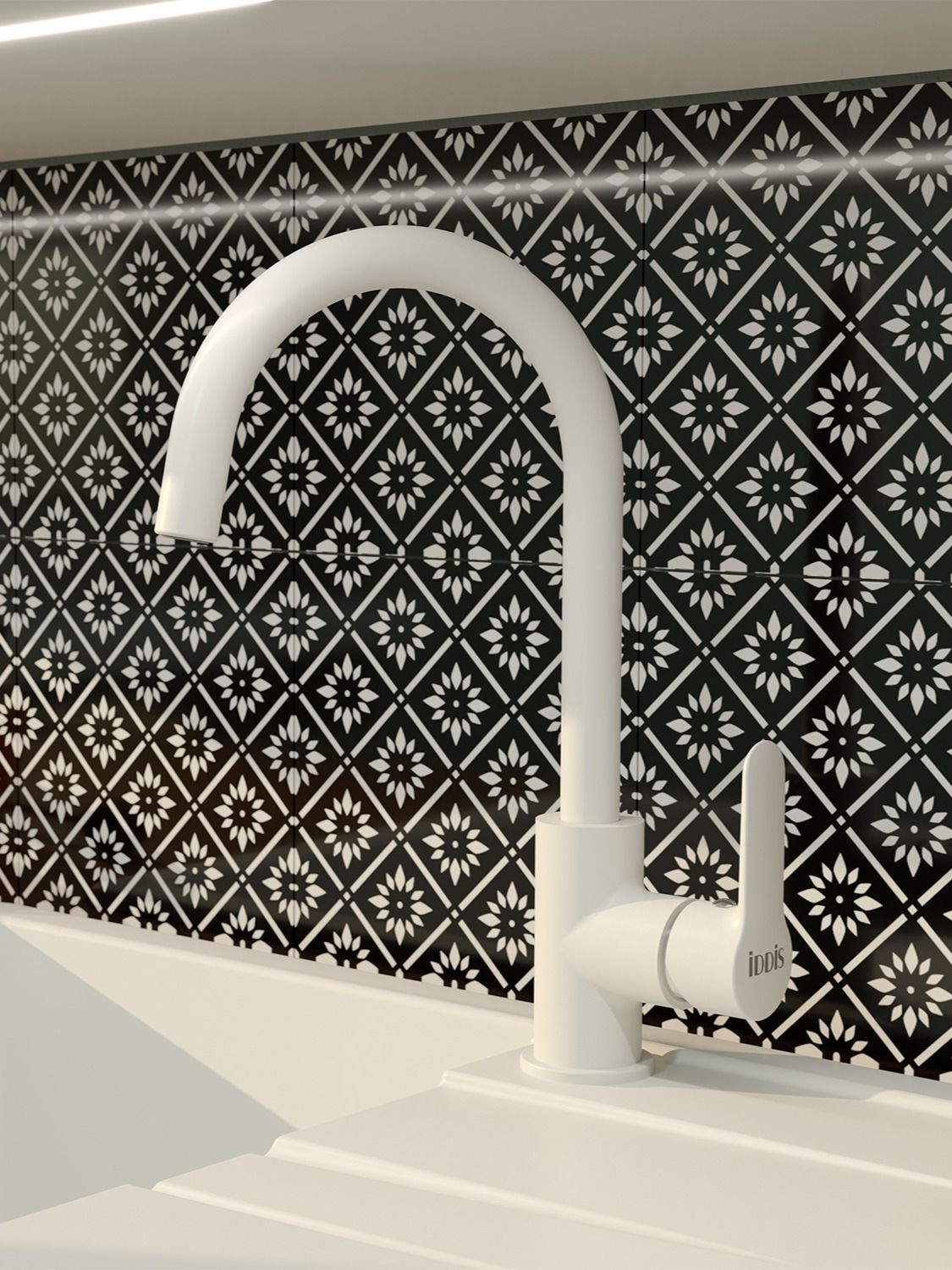 Фото товара на маркетплейсе ozon Смеситель для кухни IDDIS, белый, Cuba, CU6WTJ0i05