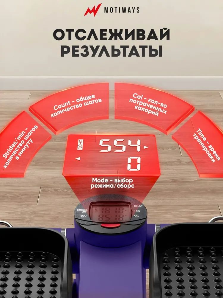 Мини степпер тренажер MOTIWAYS с эспандерами, для ног и рук, гидравлич(图2)