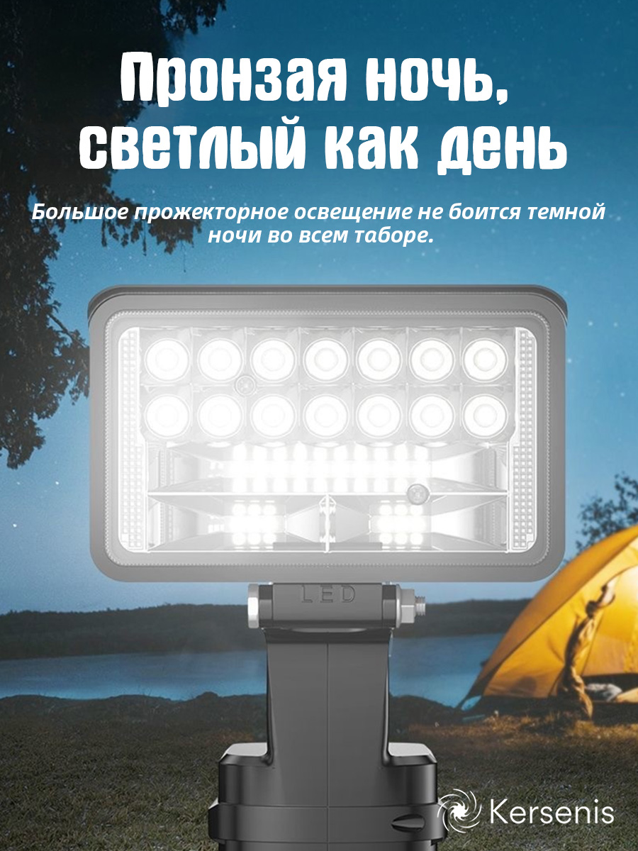 KersenisСветодиодныйрабочийфонарь,совместимыйсаккумуляторамиMakita18-21В,сручкойирегулируемымугломнаклона,идеальноподходитдлякемпингаирыбалки