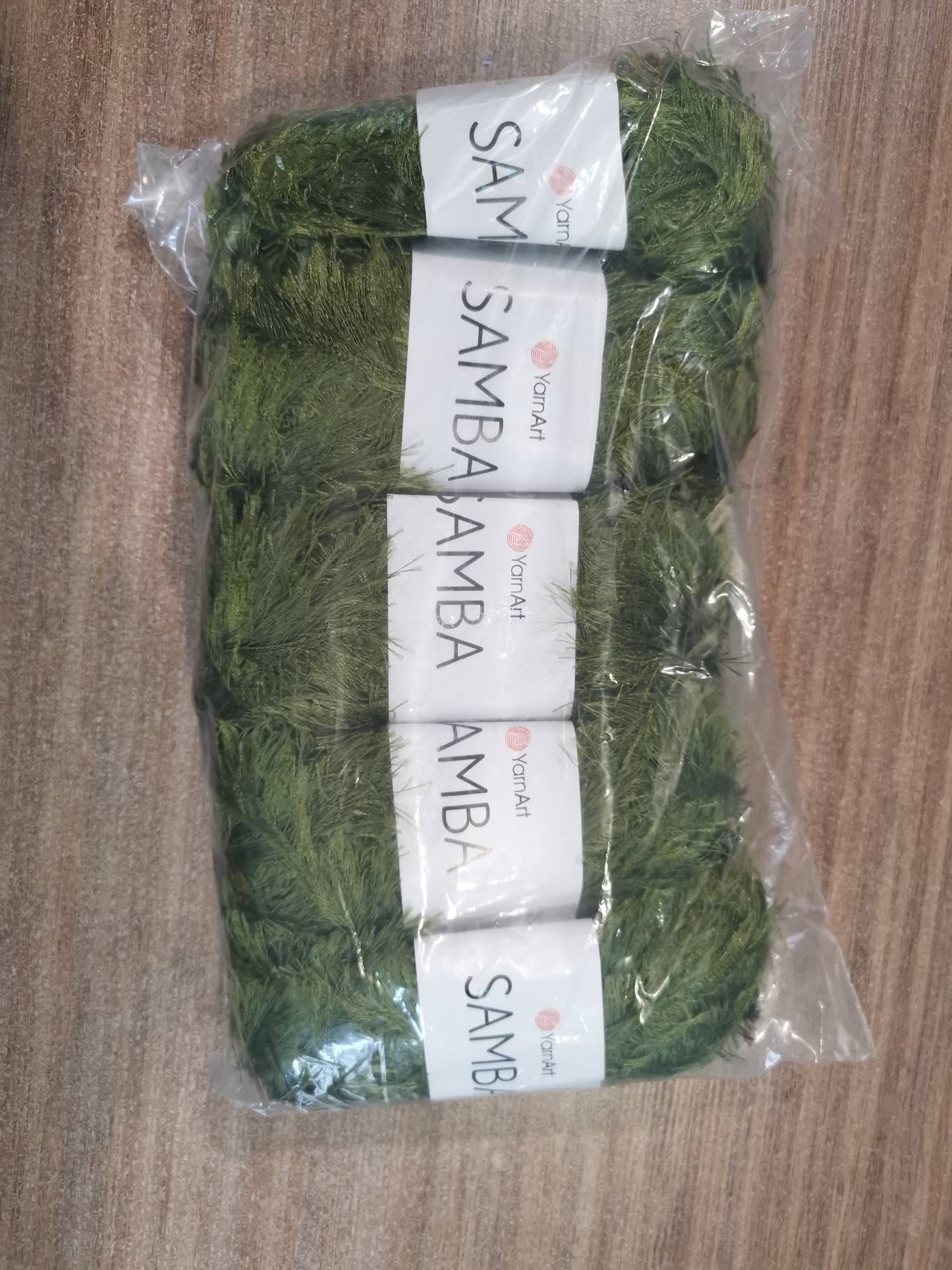 пряжаТравкаСамба(SambaYarnart)упаковка5мотков100г.150м.100%полиэстерцвет530болотный