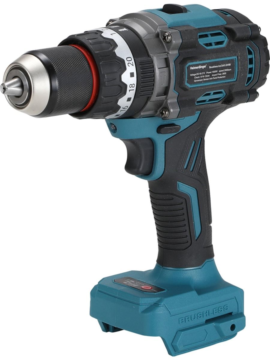 18VПрофессиональнаябесщёточнаяударнаядрель160Нм+гироскоп3режимабезрукоятки