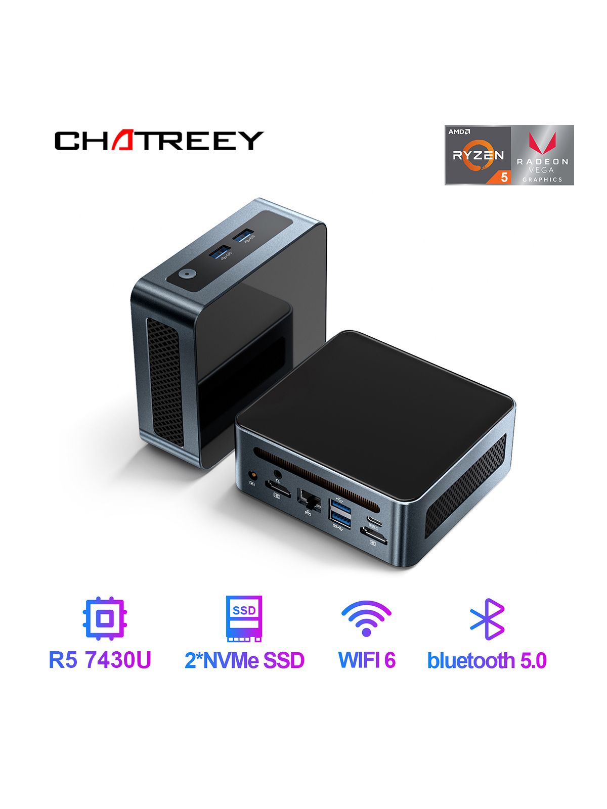 ChatreeyМини-ПК(AMDRyzen57430U,RAMОтсутствует,AMDRadeon,Windows11Pro)