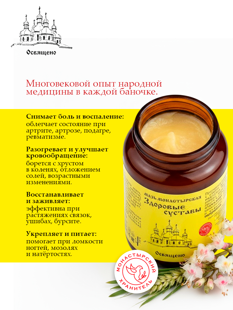 Мазь "Здоровые суставы" монастырская Бизорюк, 100 мл