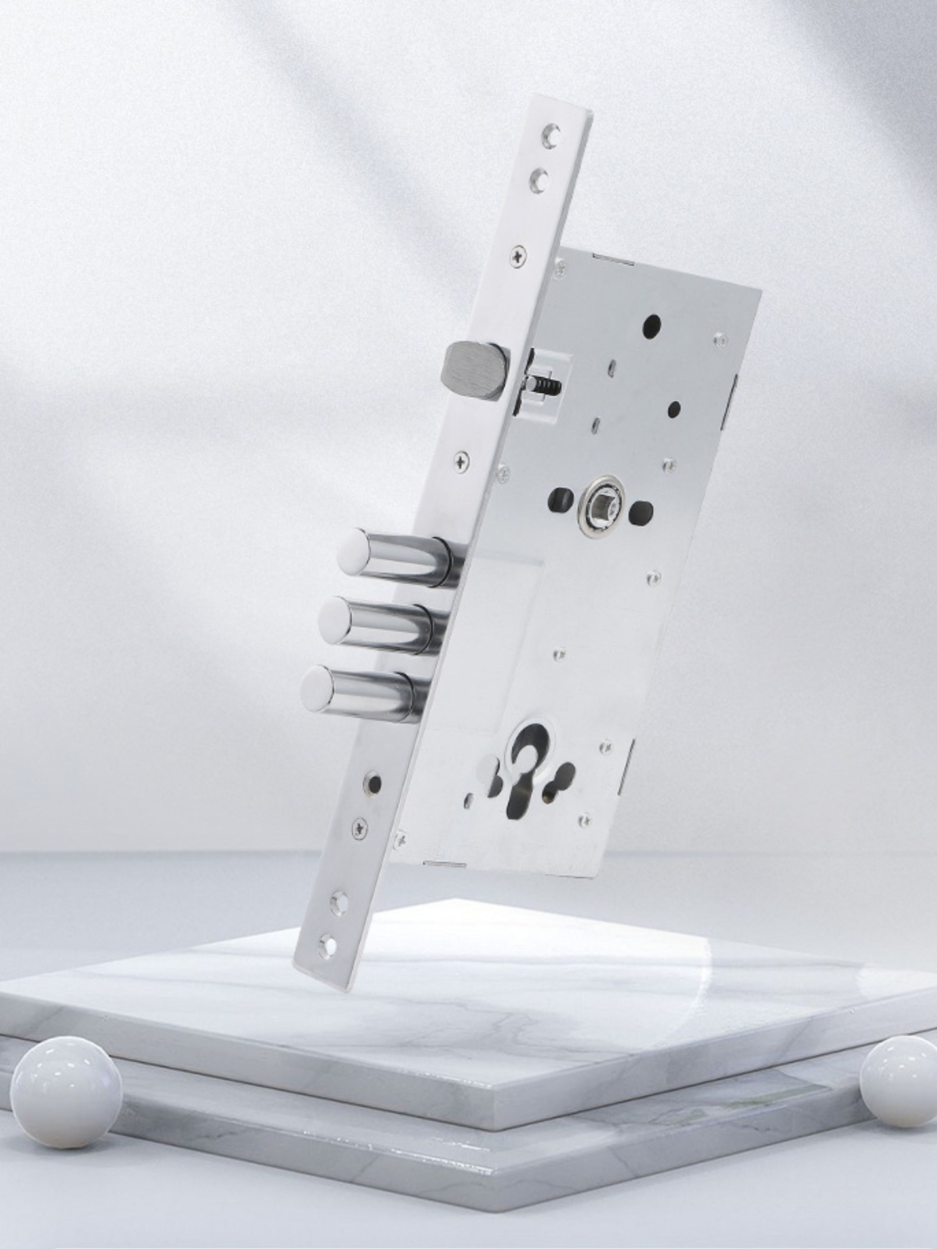 Замок врезной цилиндровый для входной металлической сейф двери Akomuto ЗВ 888, хром