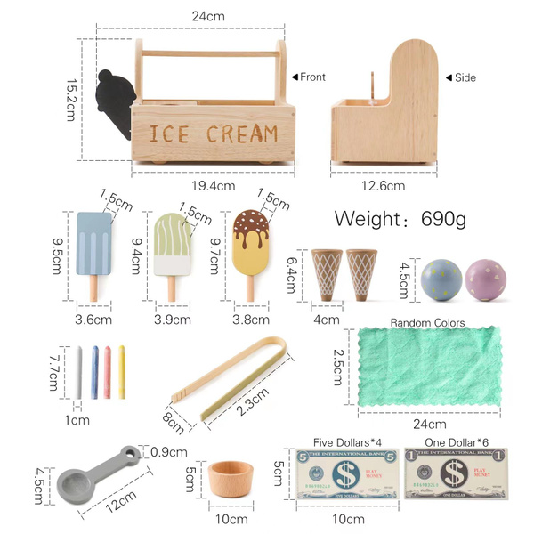 Деревянный Игровой Набор "Мороженое На Колесах" Игрушечное Мороженое ...