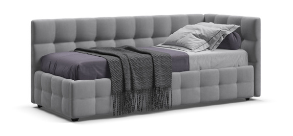 Односпальная кровать BOSS Sleep mini, с ящиками для хранения, велюр ...