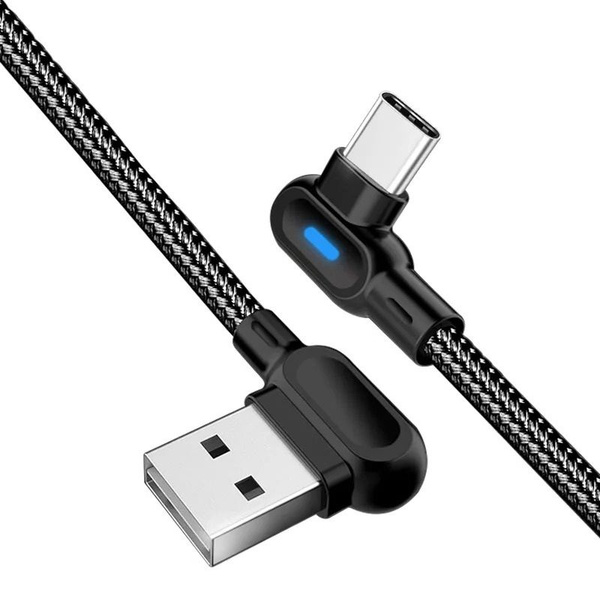 Кабель USB, USB Type-C угловой зарядный 1 m USB to USB-C (TYPE-C) Black ...