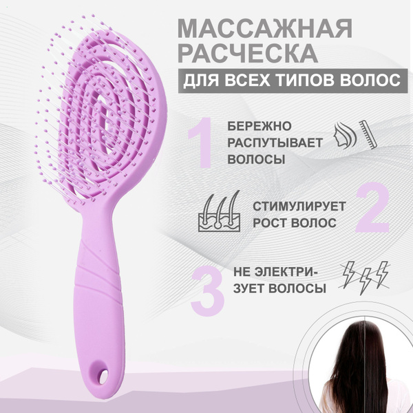 Массажная фен расческа для распутывания мокрых, нарощенных, густых или ...