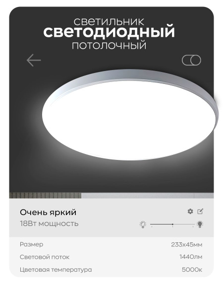 Светильник потолочный светодиодный 18Вт, люстра для комнаты и ванной ...