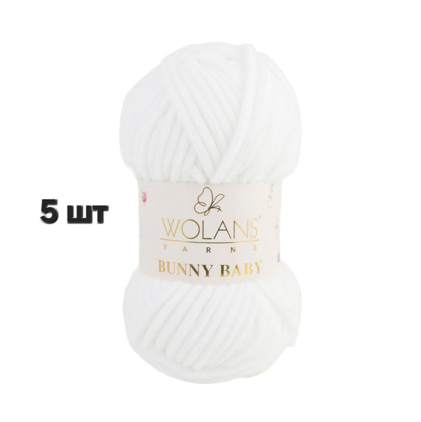 Характеристики Пряжа Wolans Bunny Baby Белый (01) 5 мотков 100 г/120 м ...