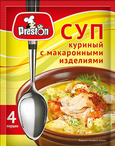 Суп куриный с макаронными изделиями быстрого приготовления, Preston, 10 ...
