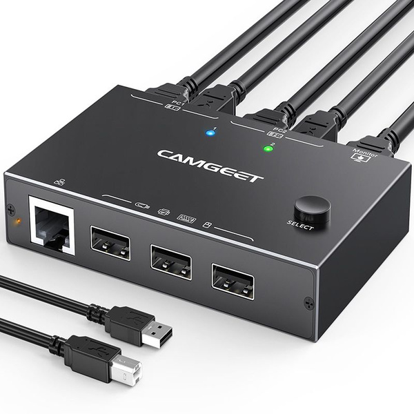 KVM-переключатель Коммутатор 4K USB KVM переключатель RJ45 Ethernet ...