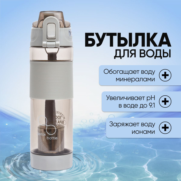 Минеральная бутылка 650 мл, ионизатор воды щелочной (pH), антиоксидант ...