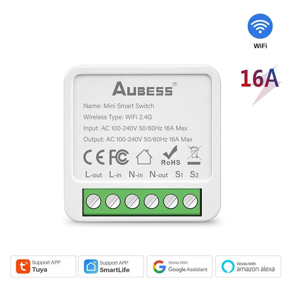 Контроллер умного дома - реле выключателя Tuya Zigbee 2 канала, 10А ...